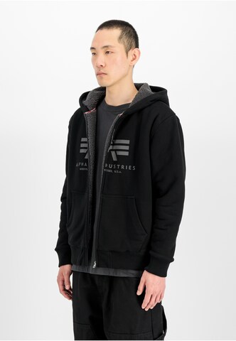 Veste de survêtement ALPHA INDUSTRIES en noir : devant