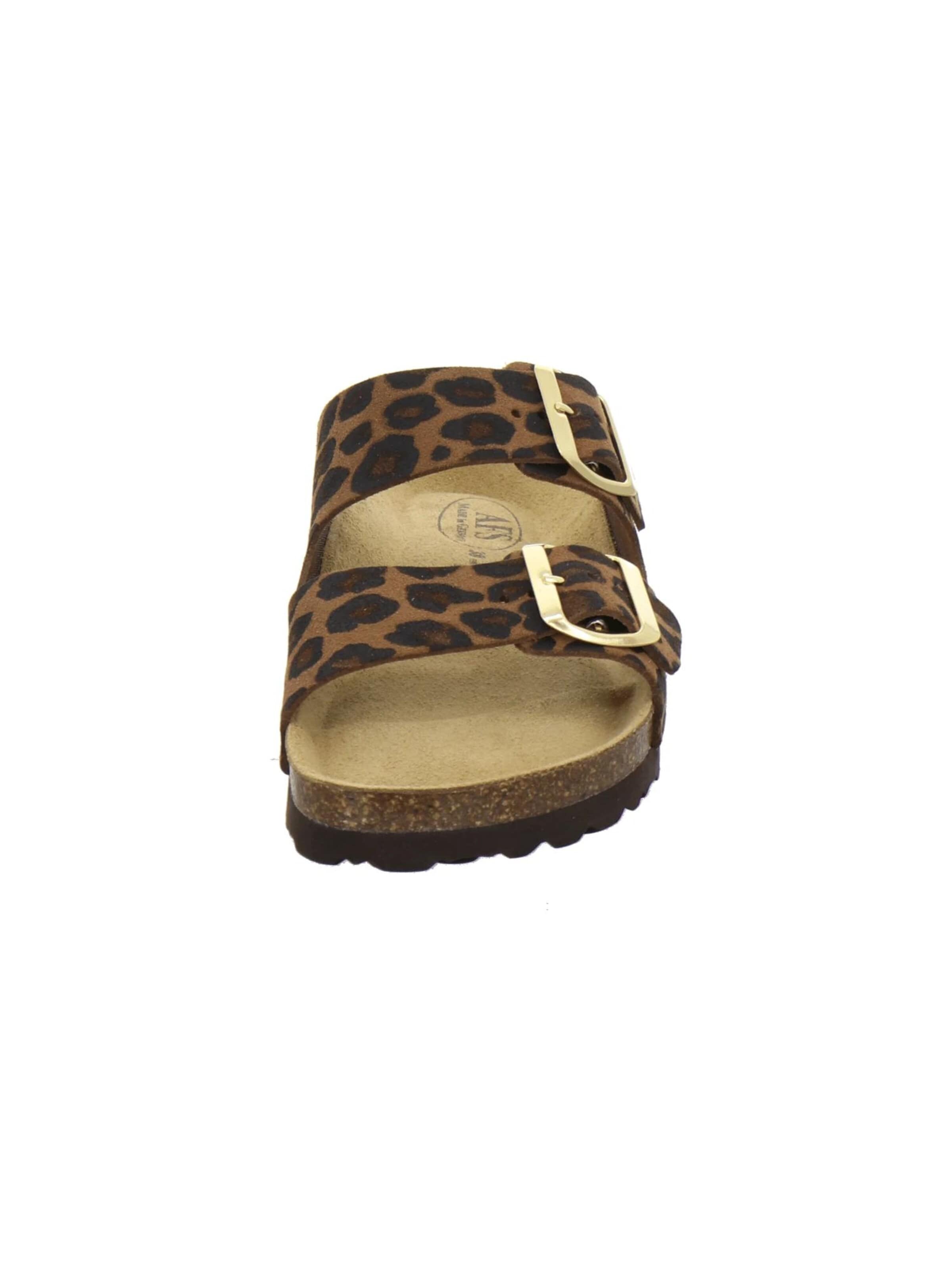 AFS-Schuhe Pantolette 'Pantoletten Damen Zweischnaller leo-braun'‌‌‌‌ in Braun