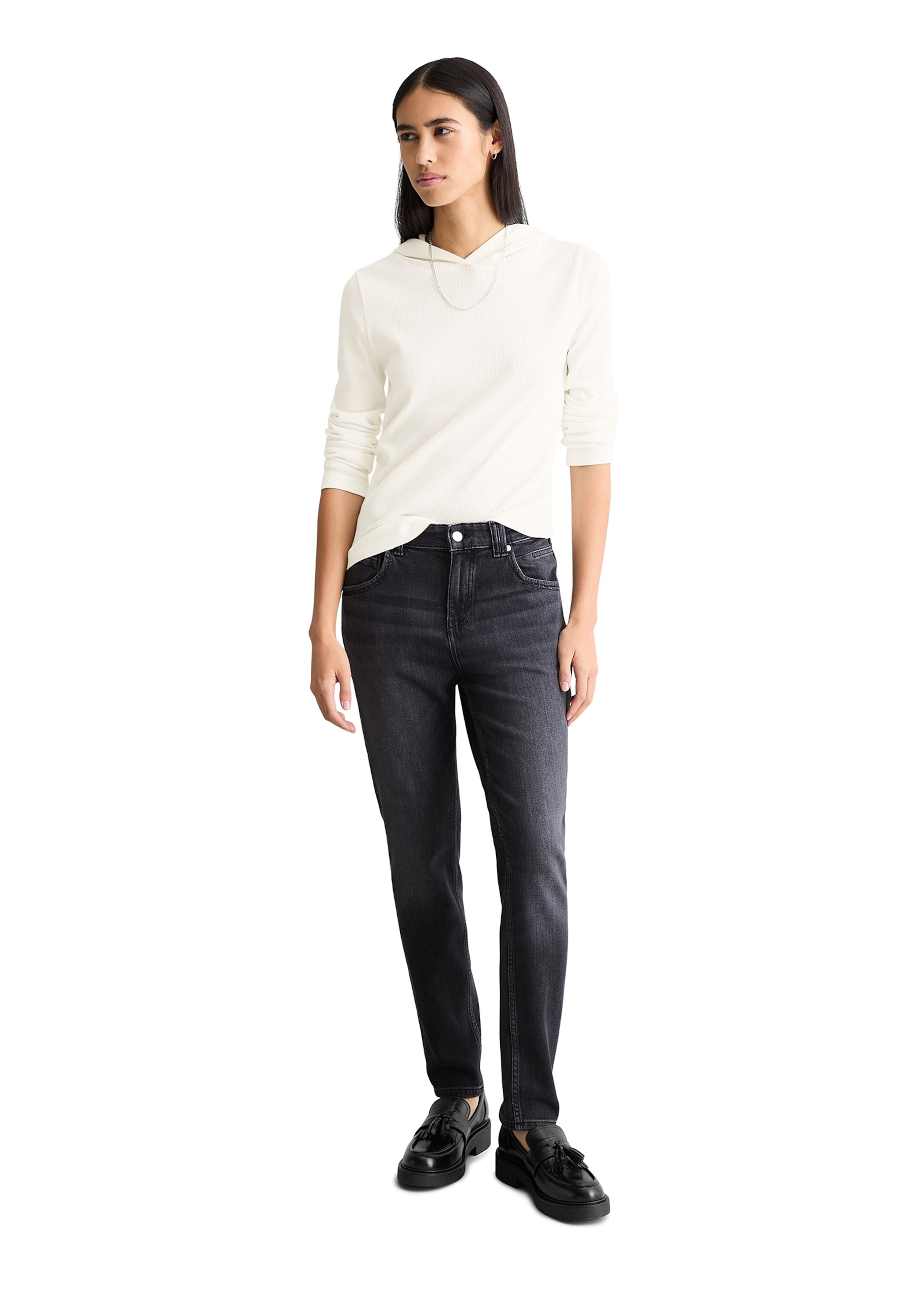 Marc O'Polo DENIM Tapered Jeans 'Freja' in Zwart