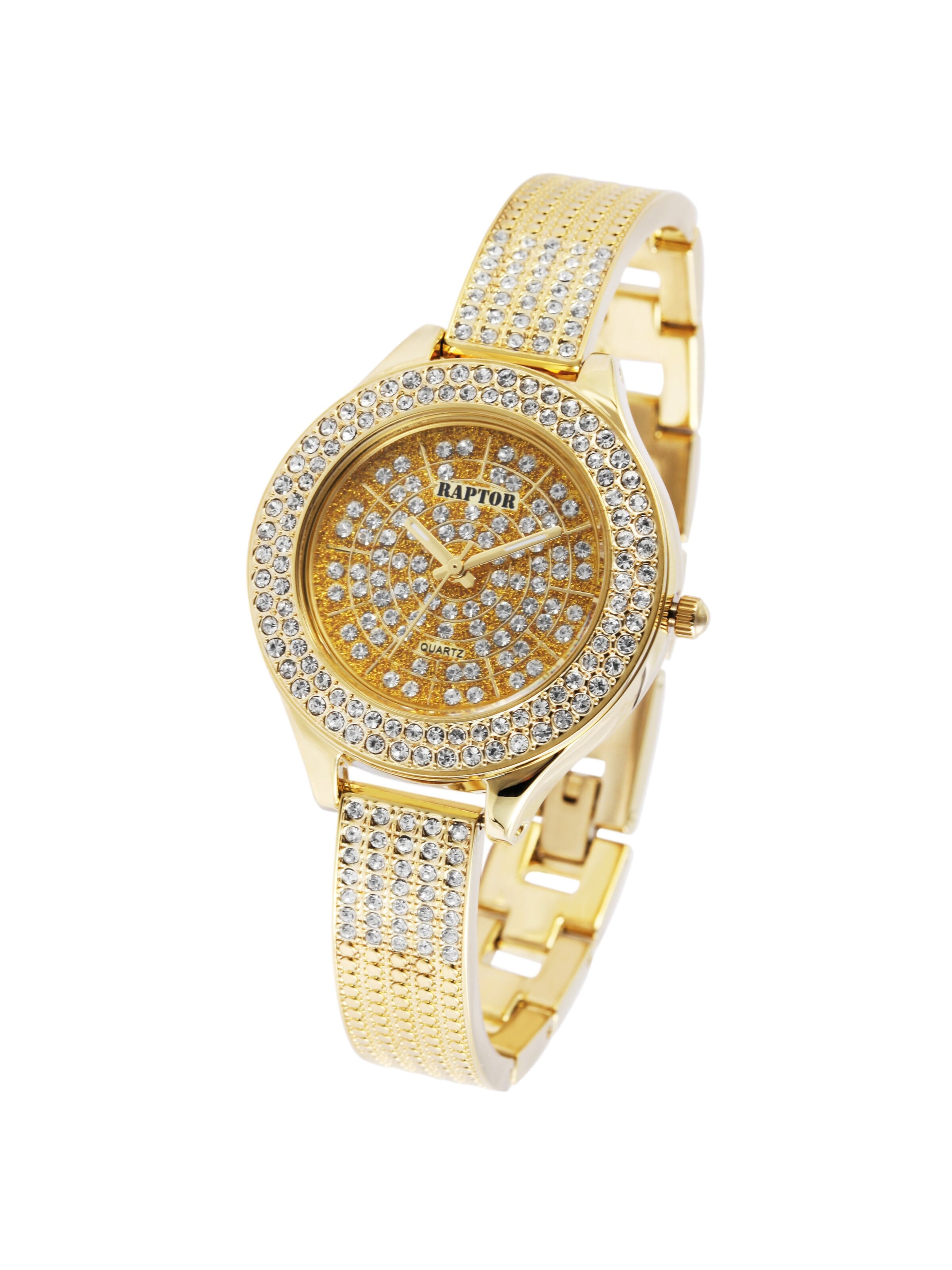 Raptor Analog Watch 'Suela, Strass' in Gold: front