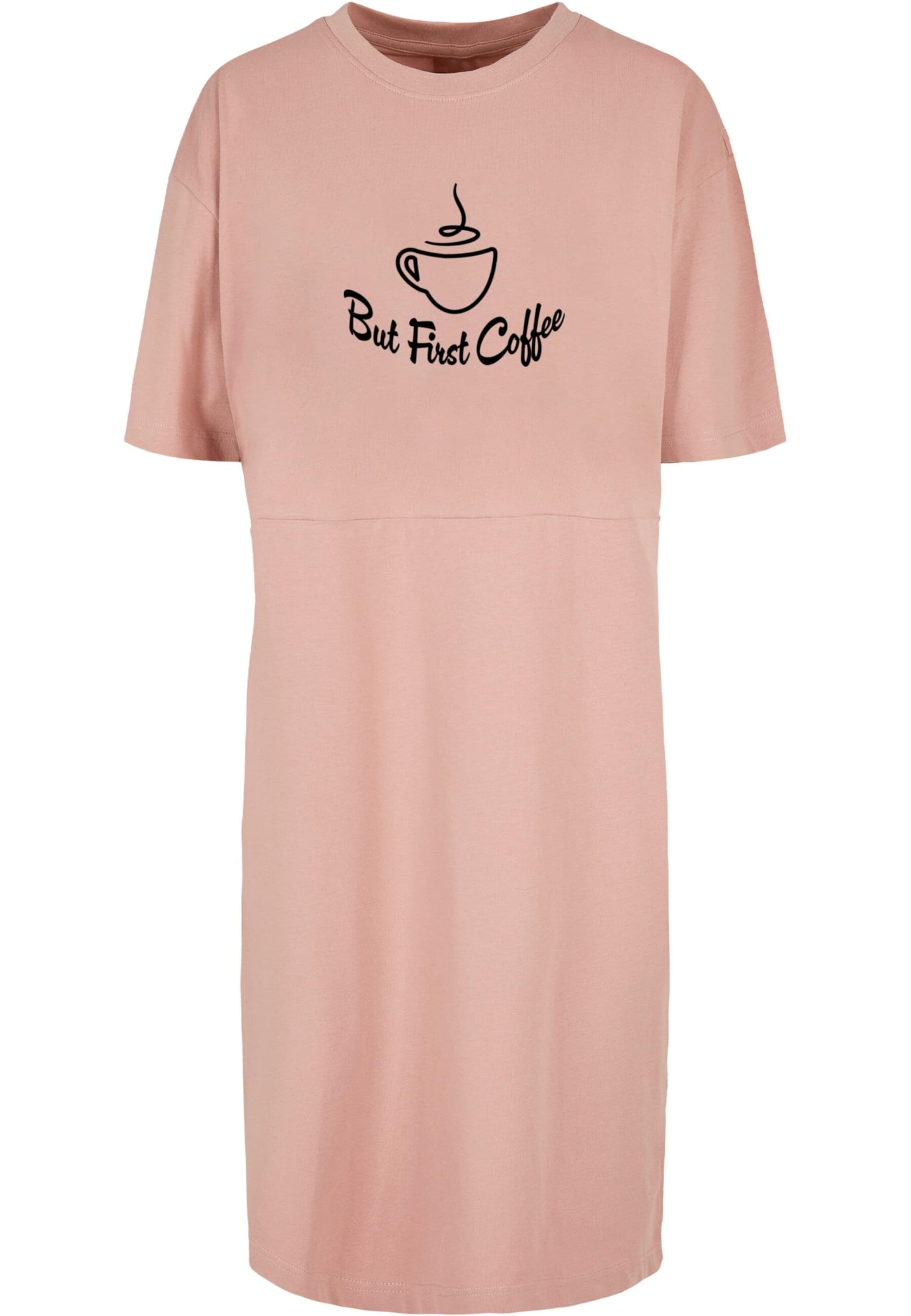 Merchcode Kleid 'But First Coffee' in Pink: Vorderseite