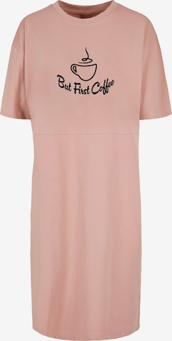 Merchcode Dress 'But First Coffee' in Pink: front