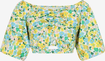 ECY - Blusa 'Spring Summer' em azul: frente