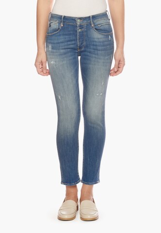 Le Temps Des Cerises Slimfit Jeans in Blauw: voorkant