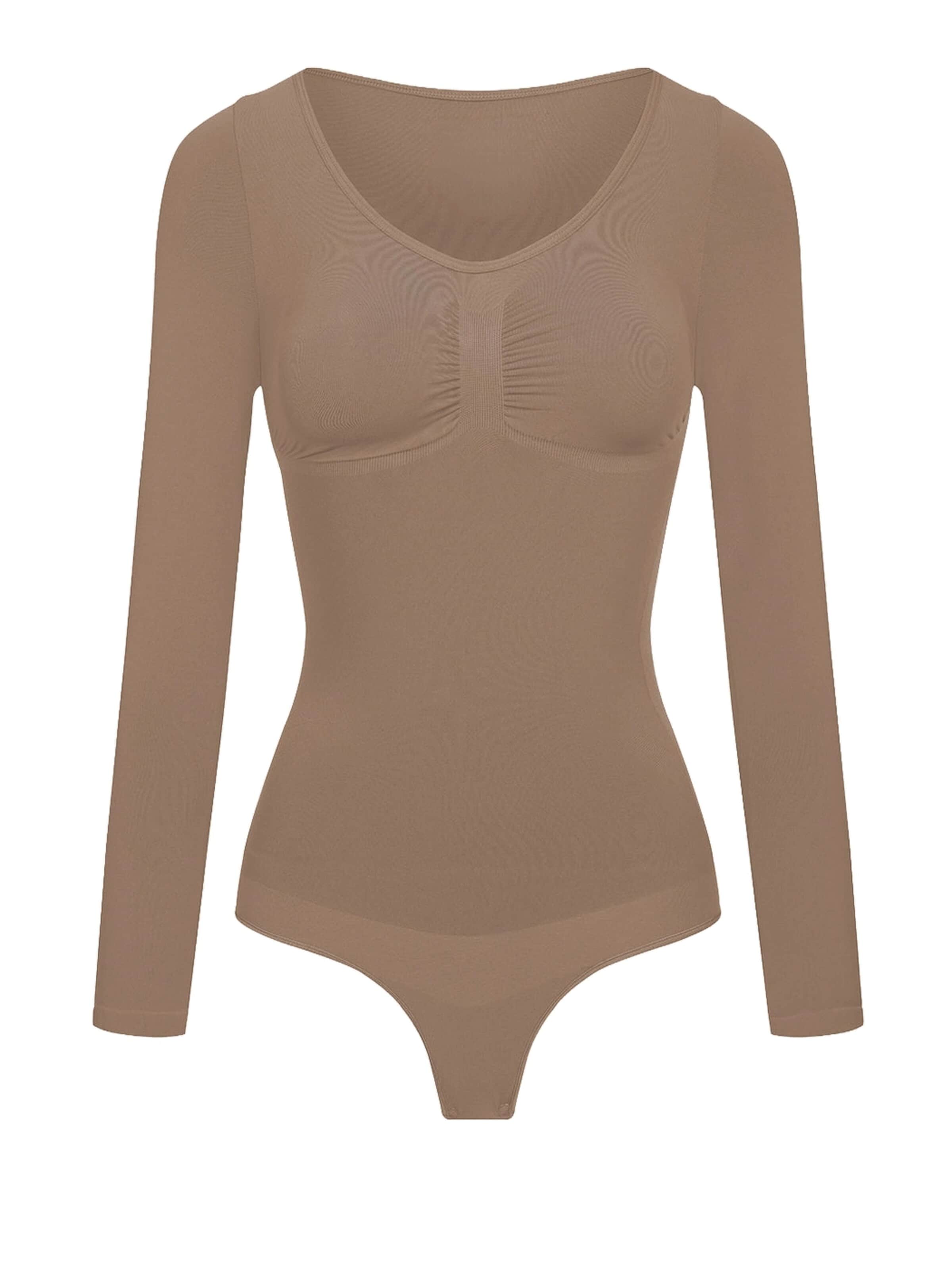Body modelant 'Bodysuit Sculpting Shapewear Longsleeve mit String' cfab en marron : devant