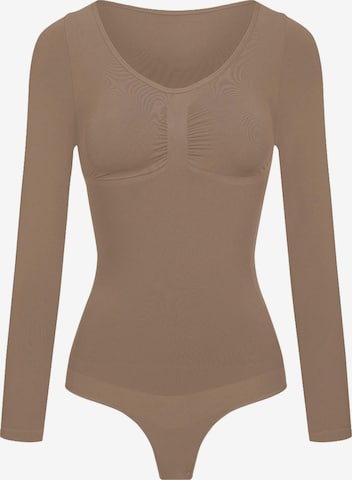 Body modelant 'Bodysuit Sculpting Shapewear Longsleeve mit String' cfab en marron : devant
