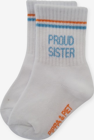 Pippa & Piet Socks 'Proud Sister' in White: front