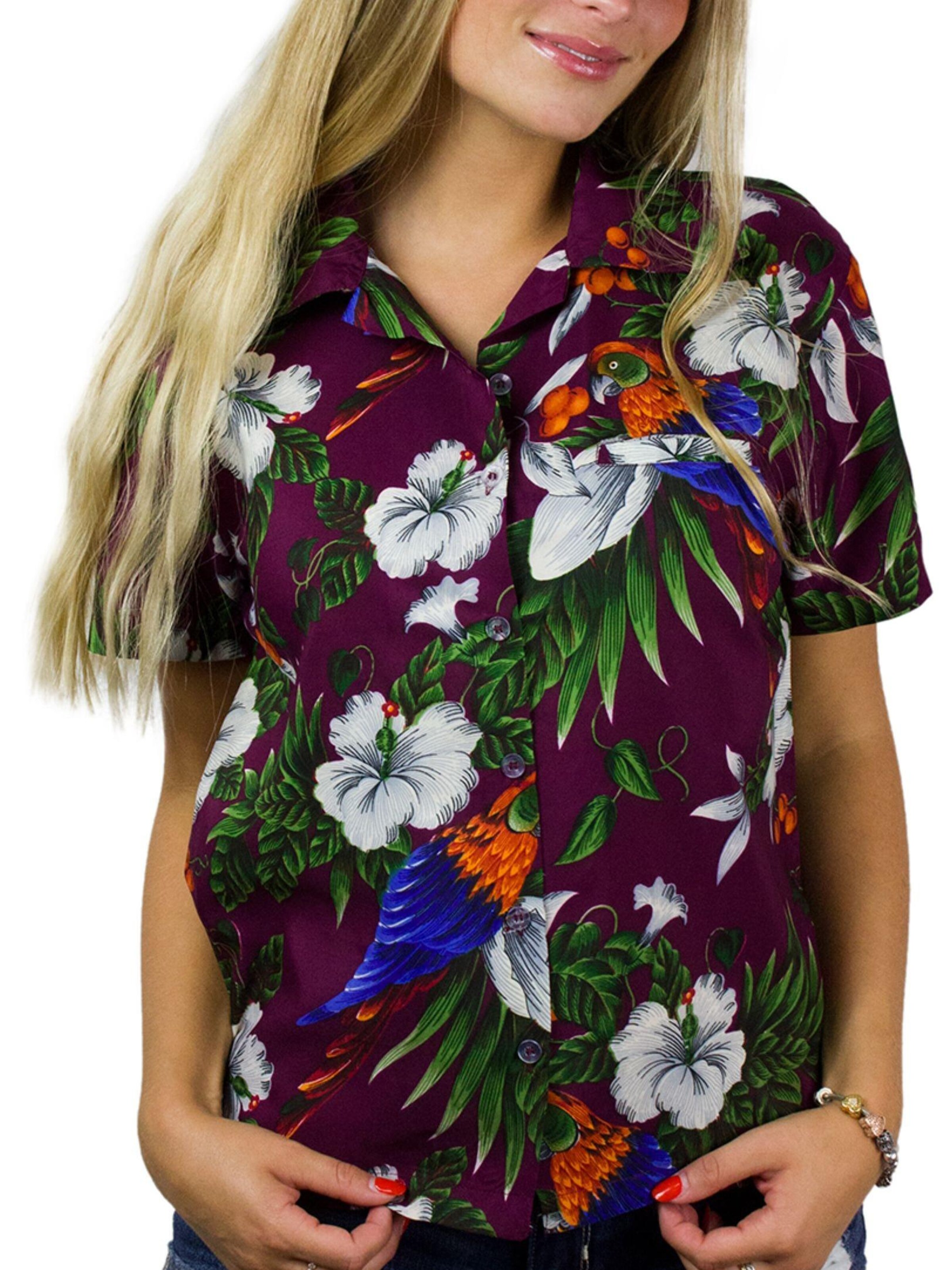 King Kameha Blouse 'Cherryparrot' in Red: front