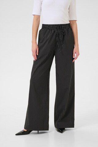 Wide Leg Pantalon 'Eliana' Kaffe en noir : devant