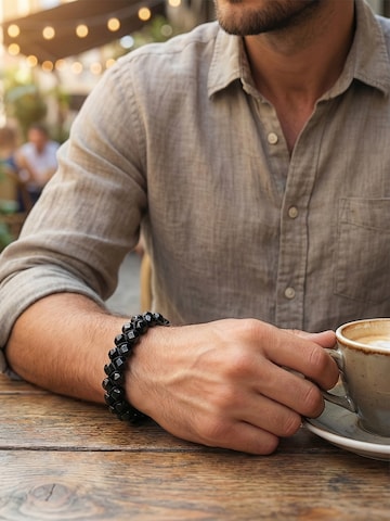 UNIQAL Armband 'SCHWARZER TURMALIN ZWEIREIHIG' in Gemengde kleuren