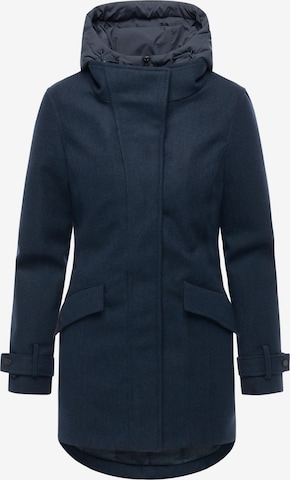Ragwear Toiminnallinen pitkä takki 'Petuja Felt Youmodo' värissä sininen: etupuoli