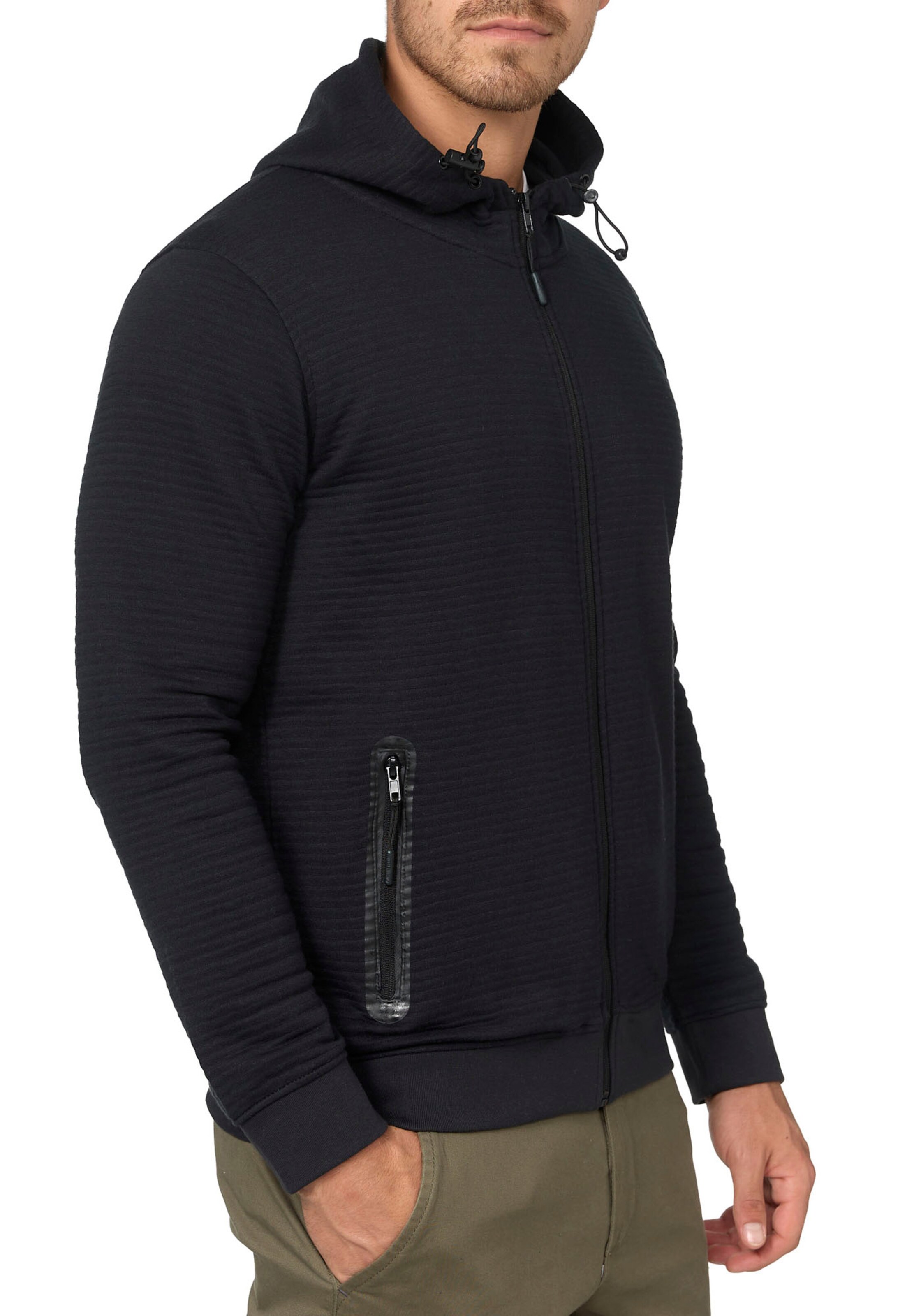 INDICODE JEANS Zip-Up Hoodie in Black