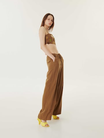 Wide Leg Pantalon Twist en marron