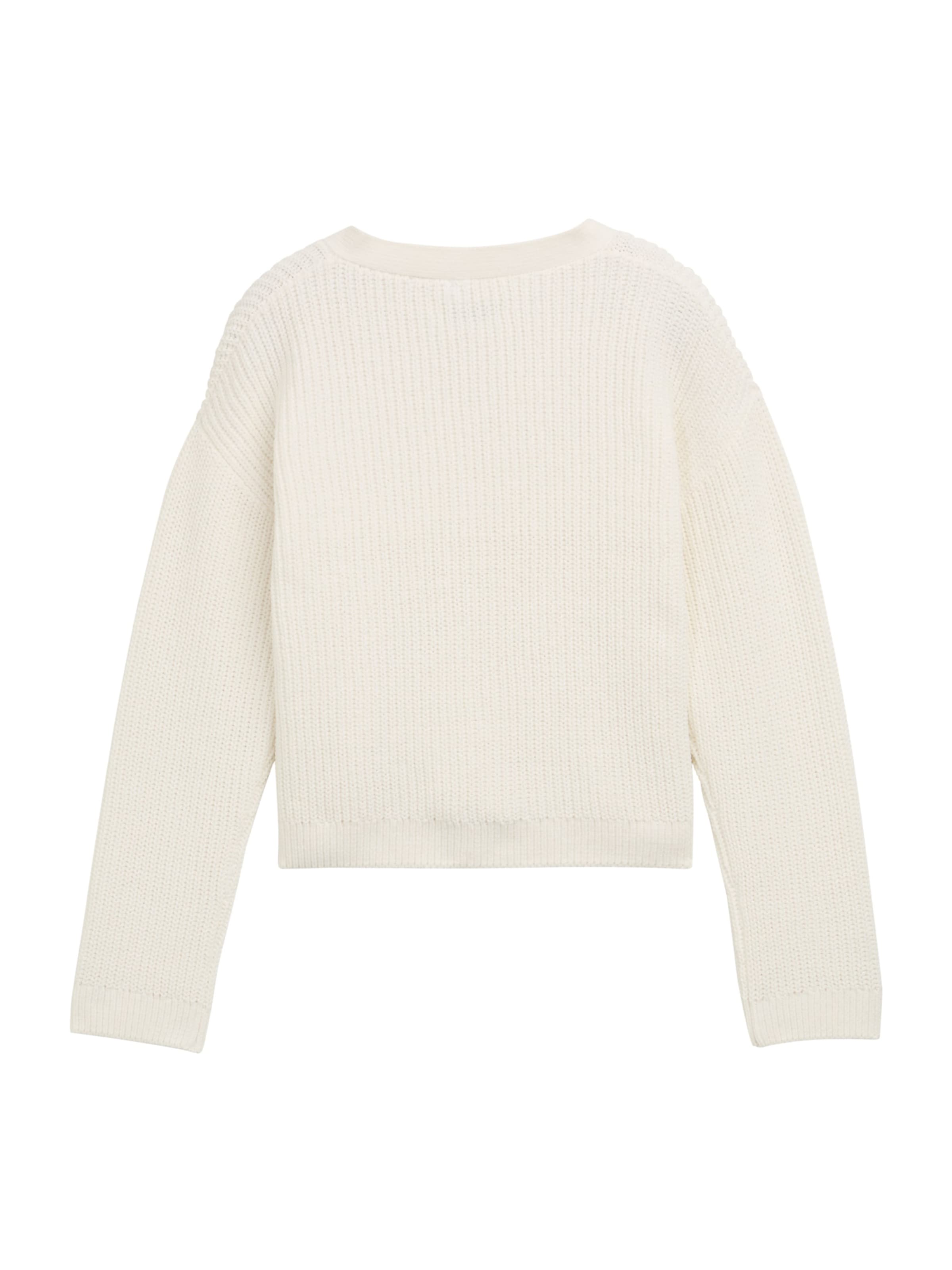 TOM TAILOR Πλεκτή ζακέτα σε λευκό