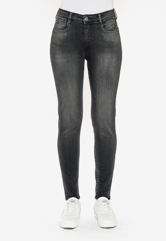 Le Temps Des Cerises Slimfit Jeans 'PULPHIGC' in Zwart: voorkant