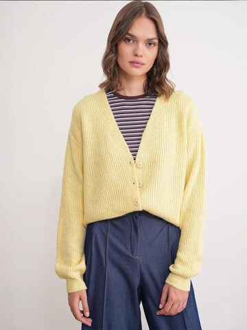 MixRay Knit Cardigan in Yellow: front