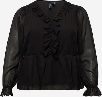 Vero Moda Curve Blouse 'NOLA' in Zwart: voorkant