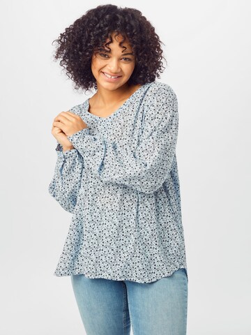 KAFFE CURVE Blouse 'Birne Ami' in Blue: front