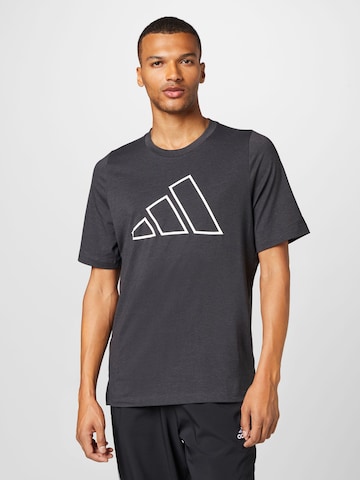 ADIDAS PERFORMANCE Functioneel shirt 'Train Icons 3-Bar' in Zwart: voorkant