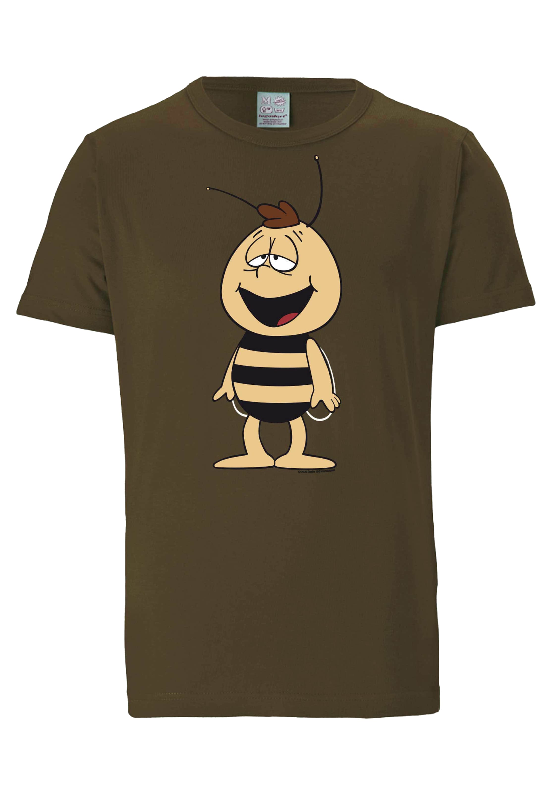 LOGOSHIRT Shirt 'Die Biene Maja - Willi' in Brown: front