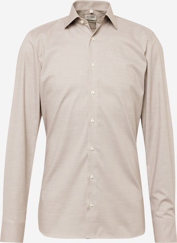 OLYMP Slim fit Business shirt in Beige: front