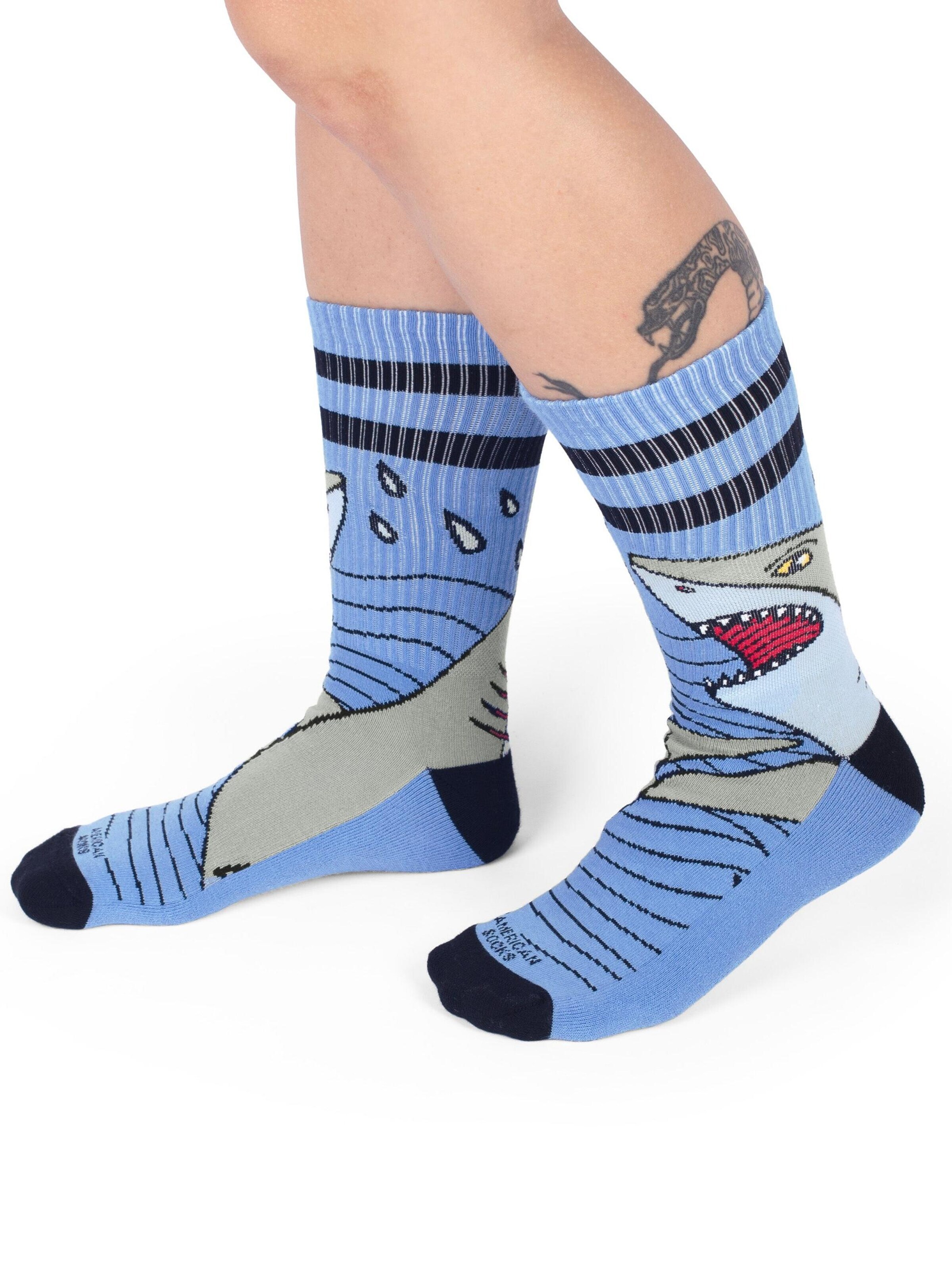 American Socks Socks 'Shark Strike - Mid High' in Blue