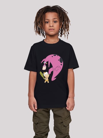 F4NT4STIC Shirt 'Bamm Bamm And Dino' in Zwart: voorkant
