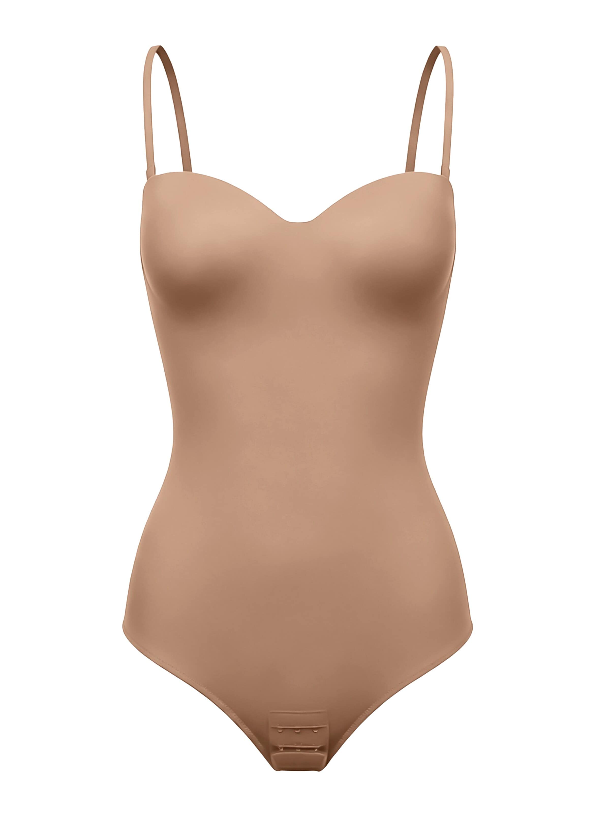 cfab - Body moldeador 'Push-Up integrierter Bodysuit mit String' en beige: frente