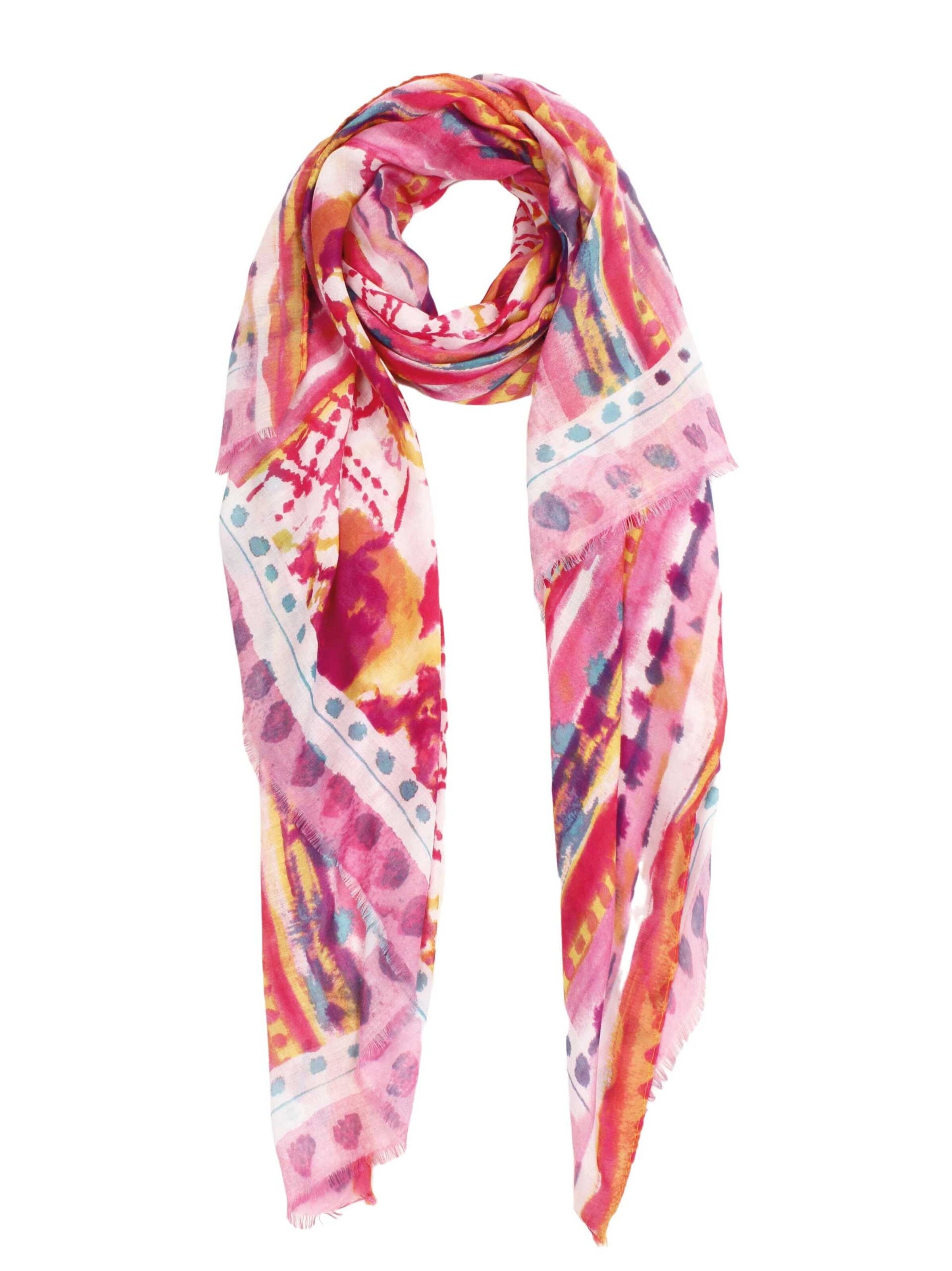 SAMAYA Luftig leichter Schal 'Doree', auch als Pareo tragbar in Pink: Vorderseite