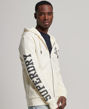 Superdry Zip-Up Hoodie 'Gym Athletic' in Beige: front