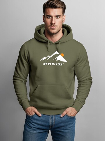 Neverless Sweatshirt 'Minimalistic Mountain'‌‌‌‌‌‌‌‌ in Grün