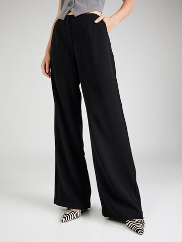 Misspap Wide leg Pleat-Front Pants in Black: front