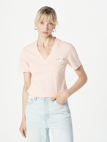 T-shirt Calvin Klein Jeans en rose : devant