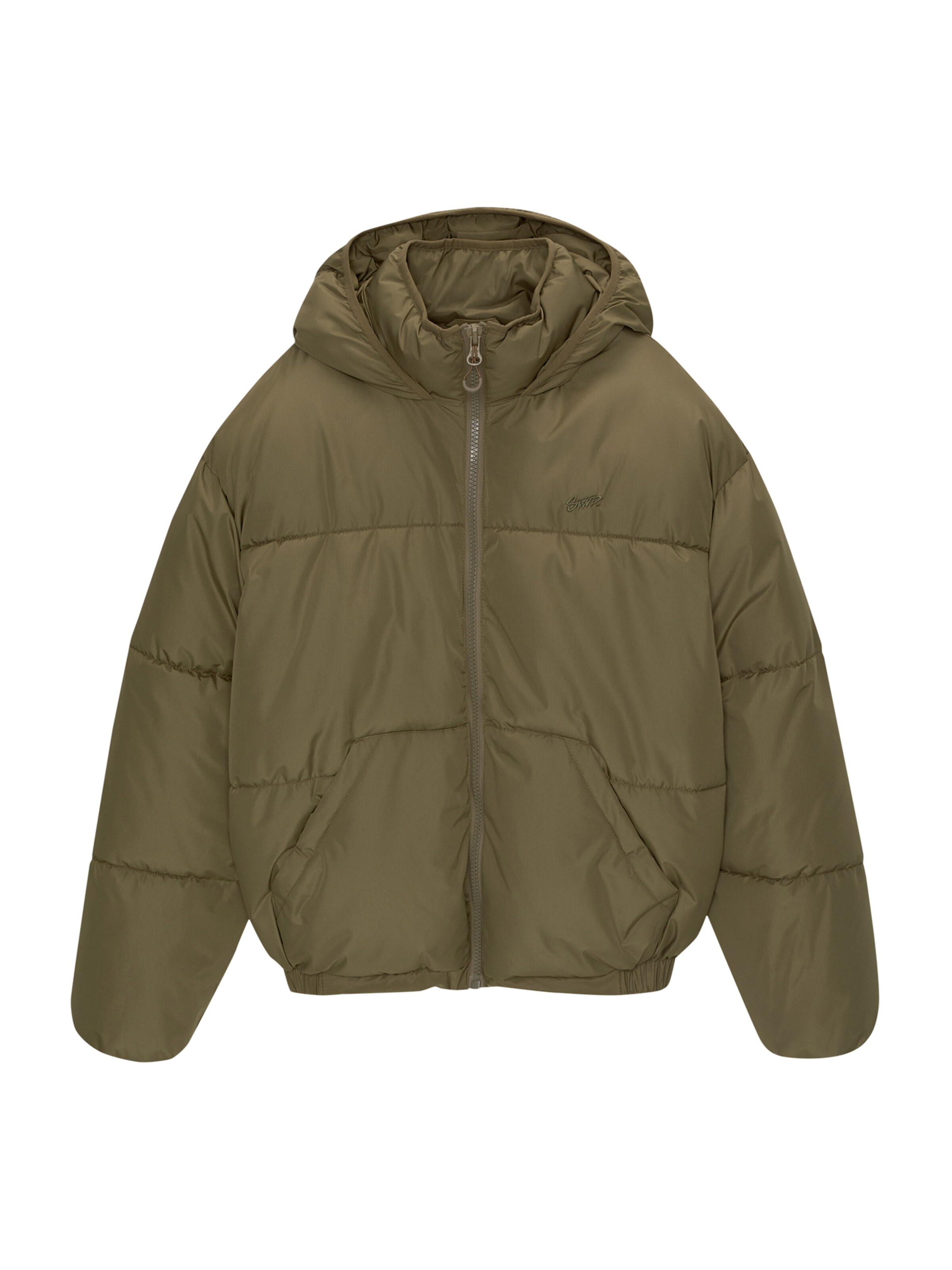 Pull&Bear Зимно яке в зелено: отпред