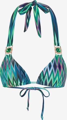 Moda Minx Triangle Bikini Top 'Chic in Chevron' in Green: front