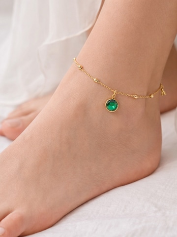 Pure Schmuck - Joyería para pies 'Green Crystal Fußkette' en oro