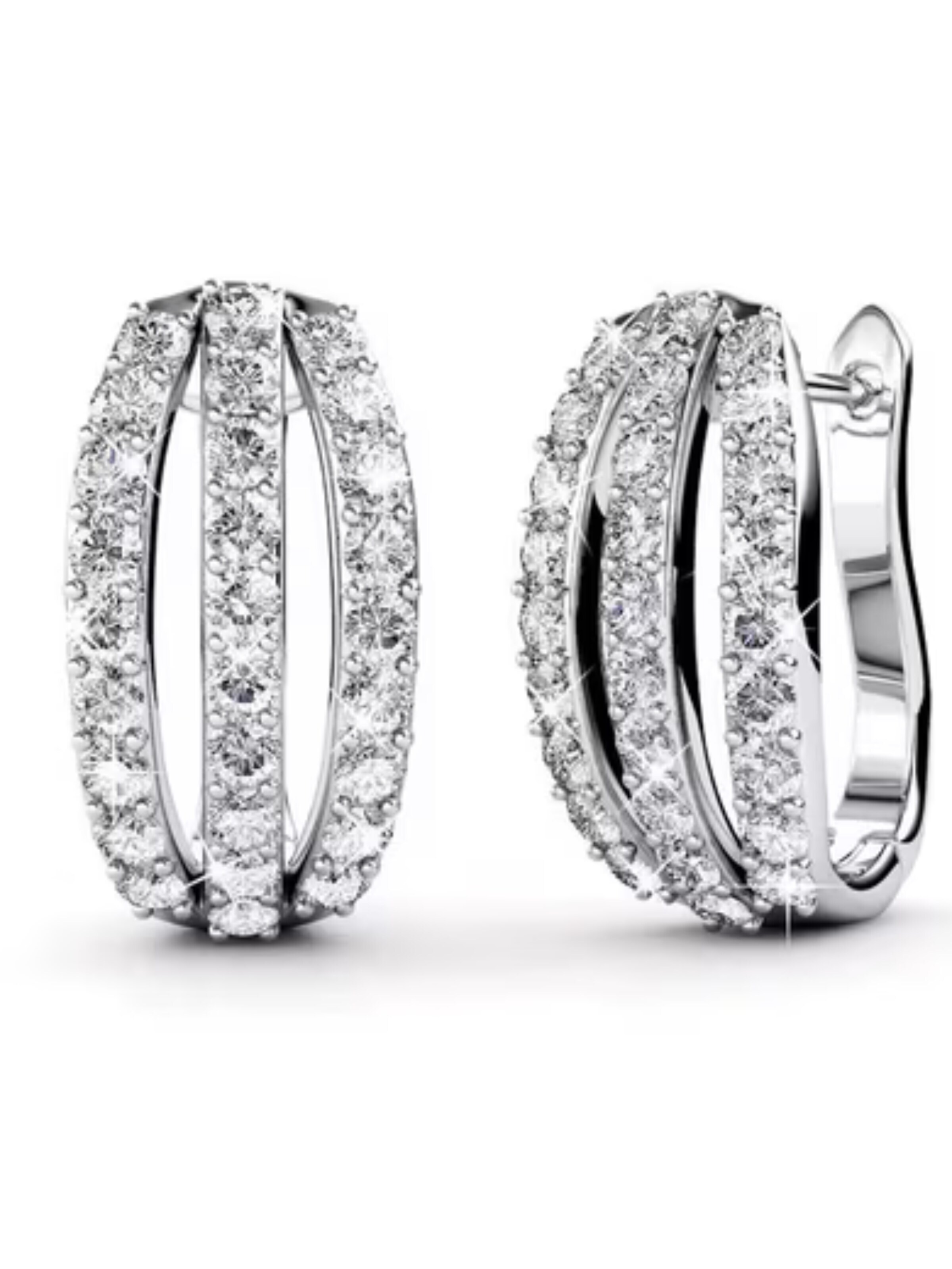ROUGEMONT Jewellery Ohrringe 'Funkelnde Kristall Creolen Ohrringe'‌‌‌ in Silber: Vorderseite