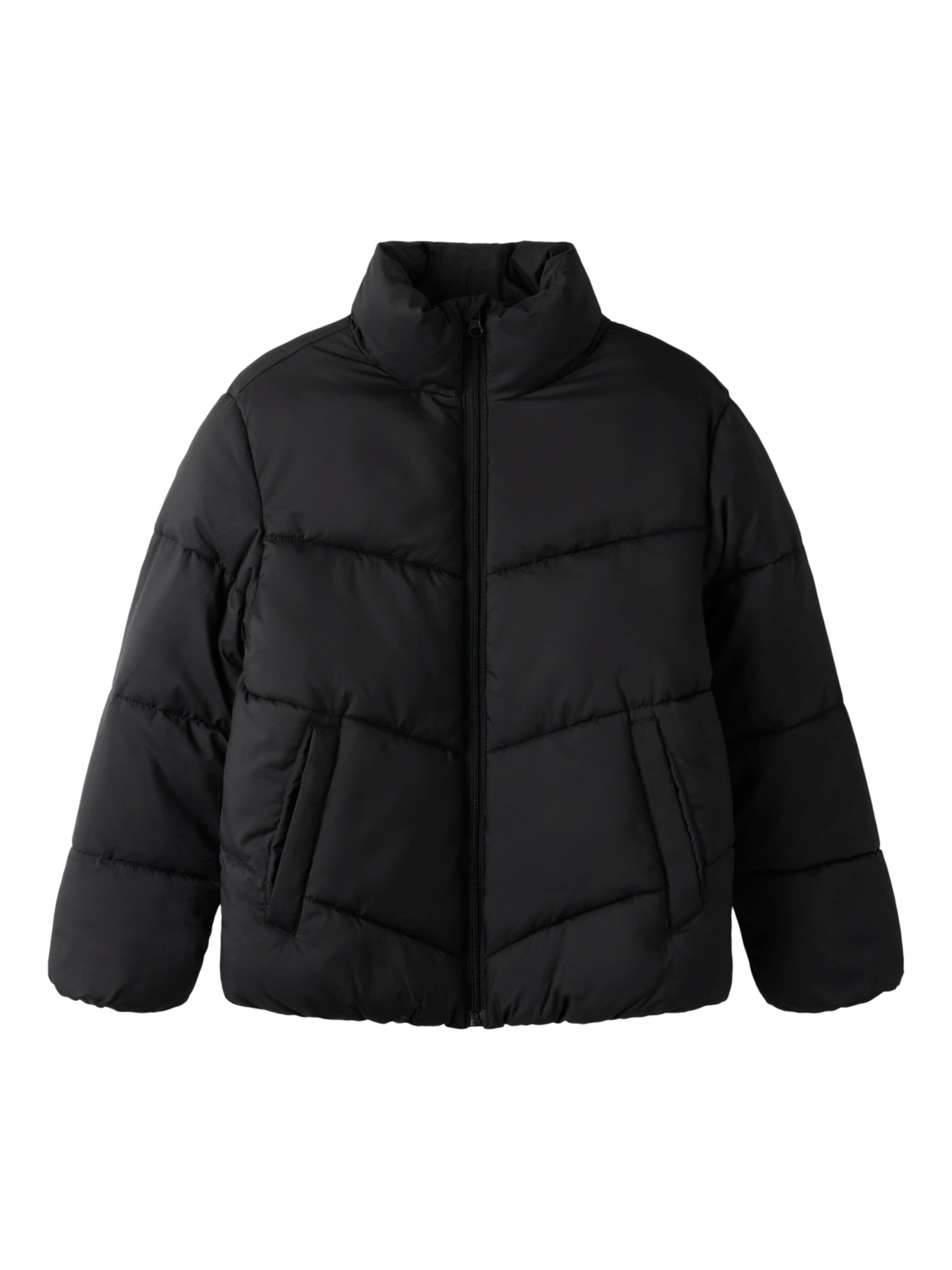 NAME IT Winter Jacket 'Stepp-Übergangsjacke mit Kapuze Nkfforty' in Black: front