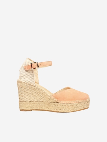 Alhamas - Sandalias con hebilla 'Alpargata Cuña 10 cm' en naranja: frente