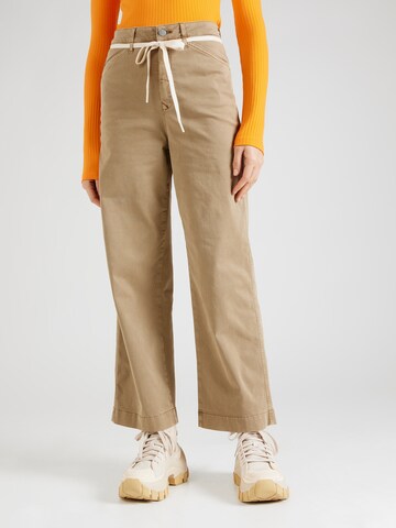 Dawn Wide leg Broek in Beige: voorkant