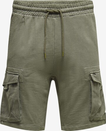 Only & Sons Regular Cargo Pants in Green: front