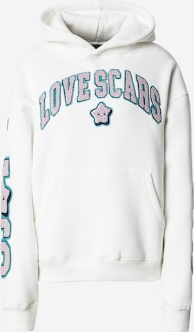 Sweat-shirt Love Scars en blanc : devant