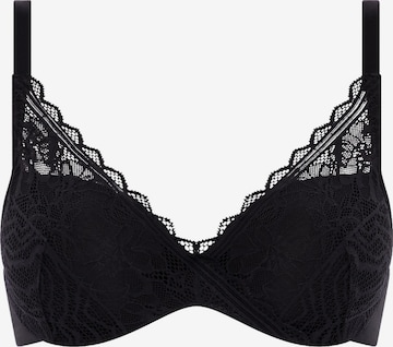 Chantelle T-shirt Bra 'Easy Feel Floral Touch' in Black: front