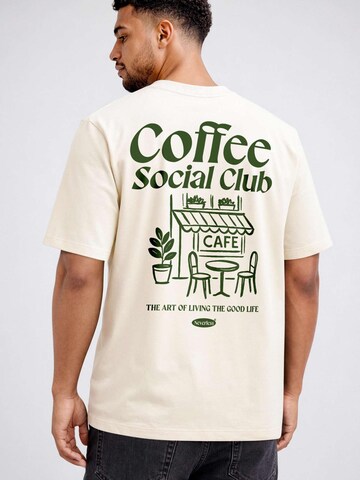 Neverless Shirt 'coffee Social Club' in Beige