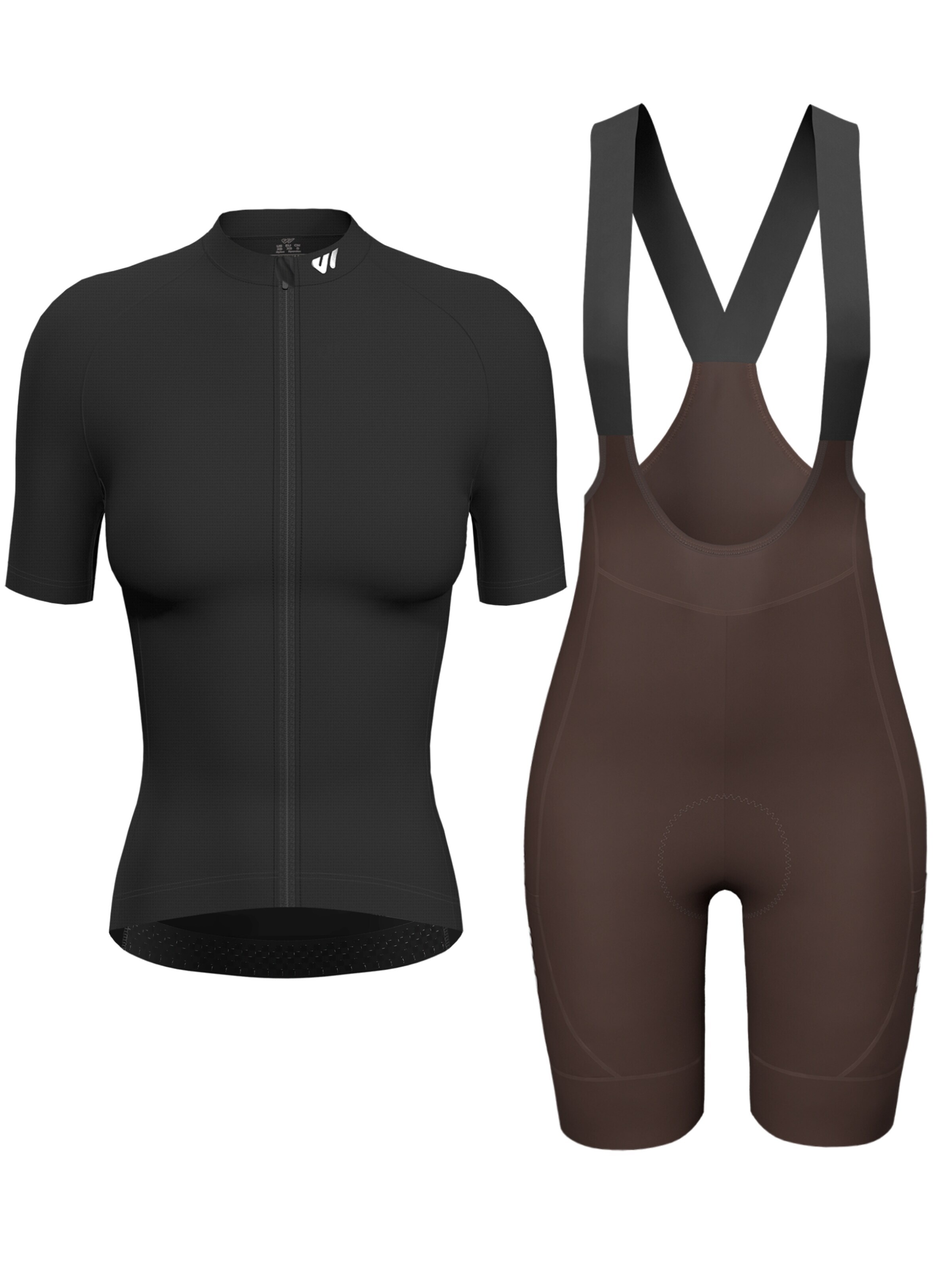 WULIBIKE Sweatsuit 'Wulibike Damen Rad-Set, 3D-Polster, Schwarz/Kaffeebraun' in Black: front