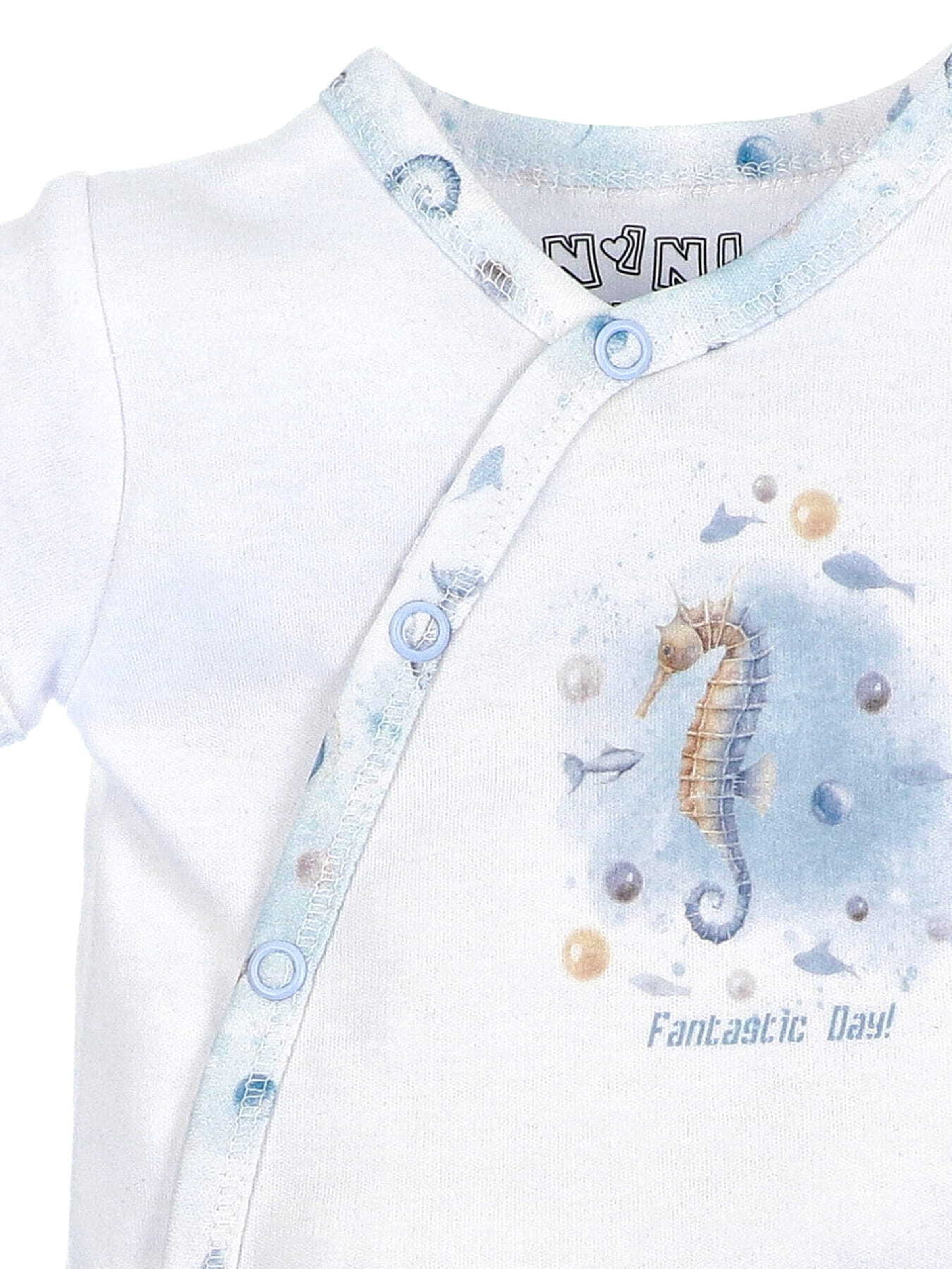 Barboteuse / body 'Meerestiere' NINI en blanc