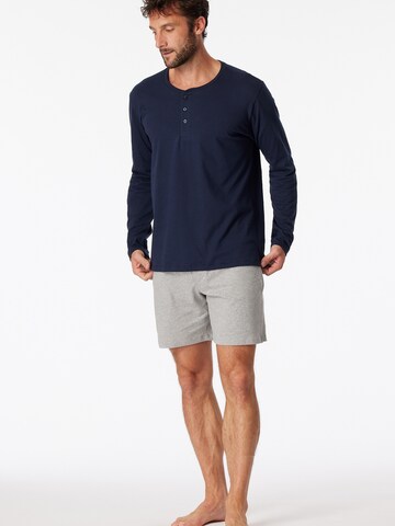 SCHIESSER Pyjamashirt ' Longsleeve Mix & Relax ' in Blau