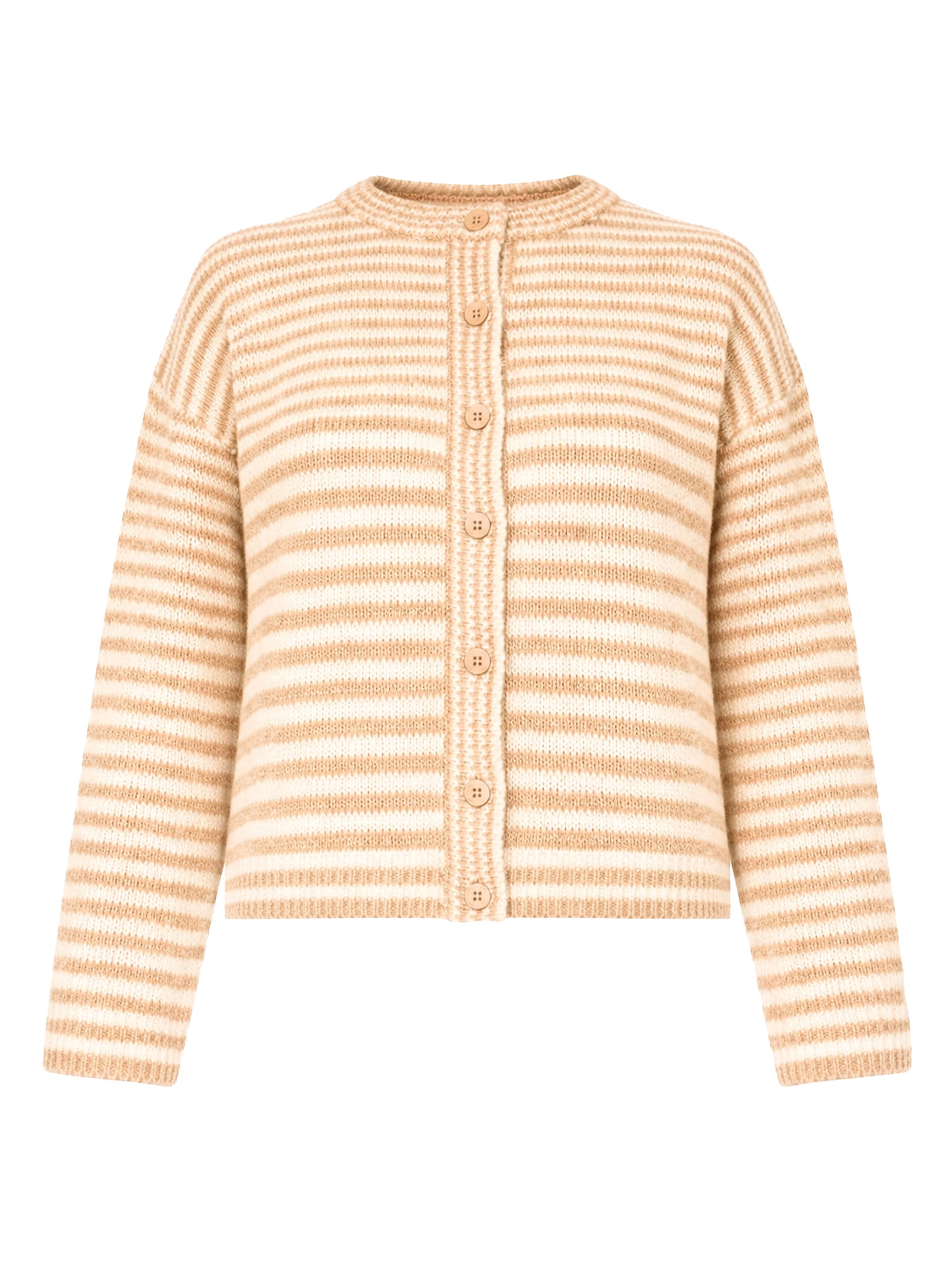 SASSYCLASSY Knit Cardigan in Beige: front