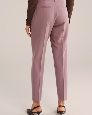 WE Fashion Úzky strih Nohavice s pukmi - Ružová