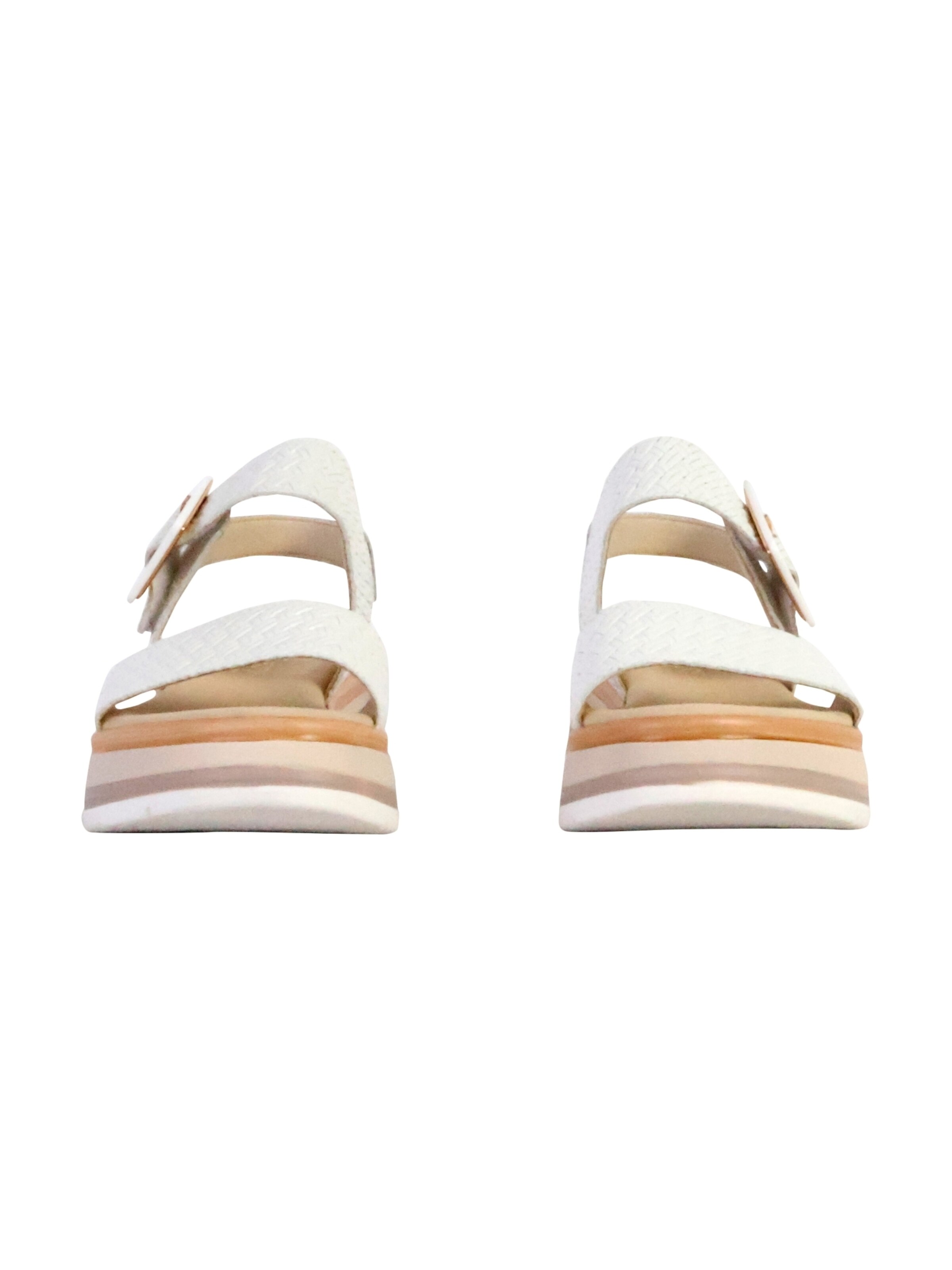GABOR - Sandalias 'TwistNappa-Sandalen aus Leder mit Keilabsatz und Flechtmuster' en blanco